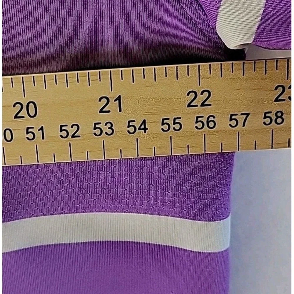 Nike Dri-Fit Golf‎ Shirt Mens L Purple Striped Short Sleeve Outdoor Athleisure
